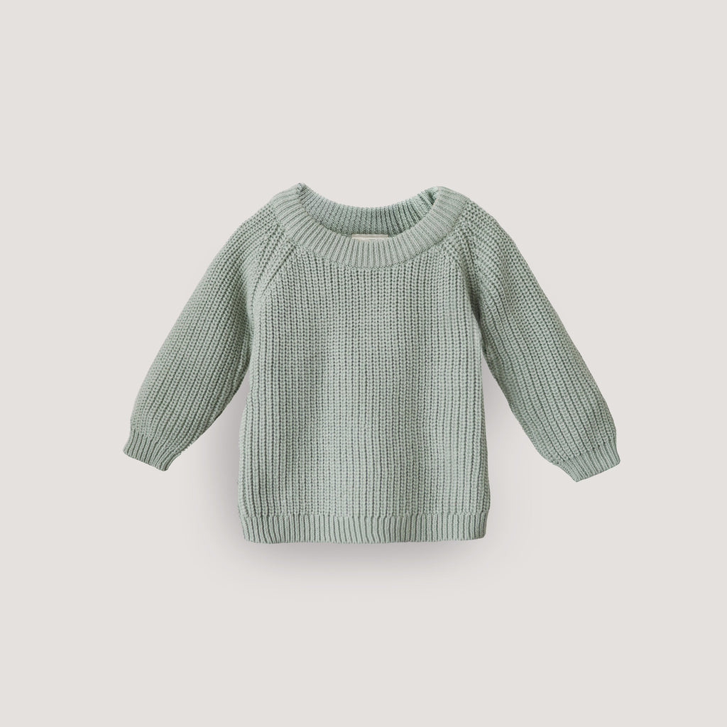 Mushie Chunky Knit Sweater Light Mint | Playroom Avenue