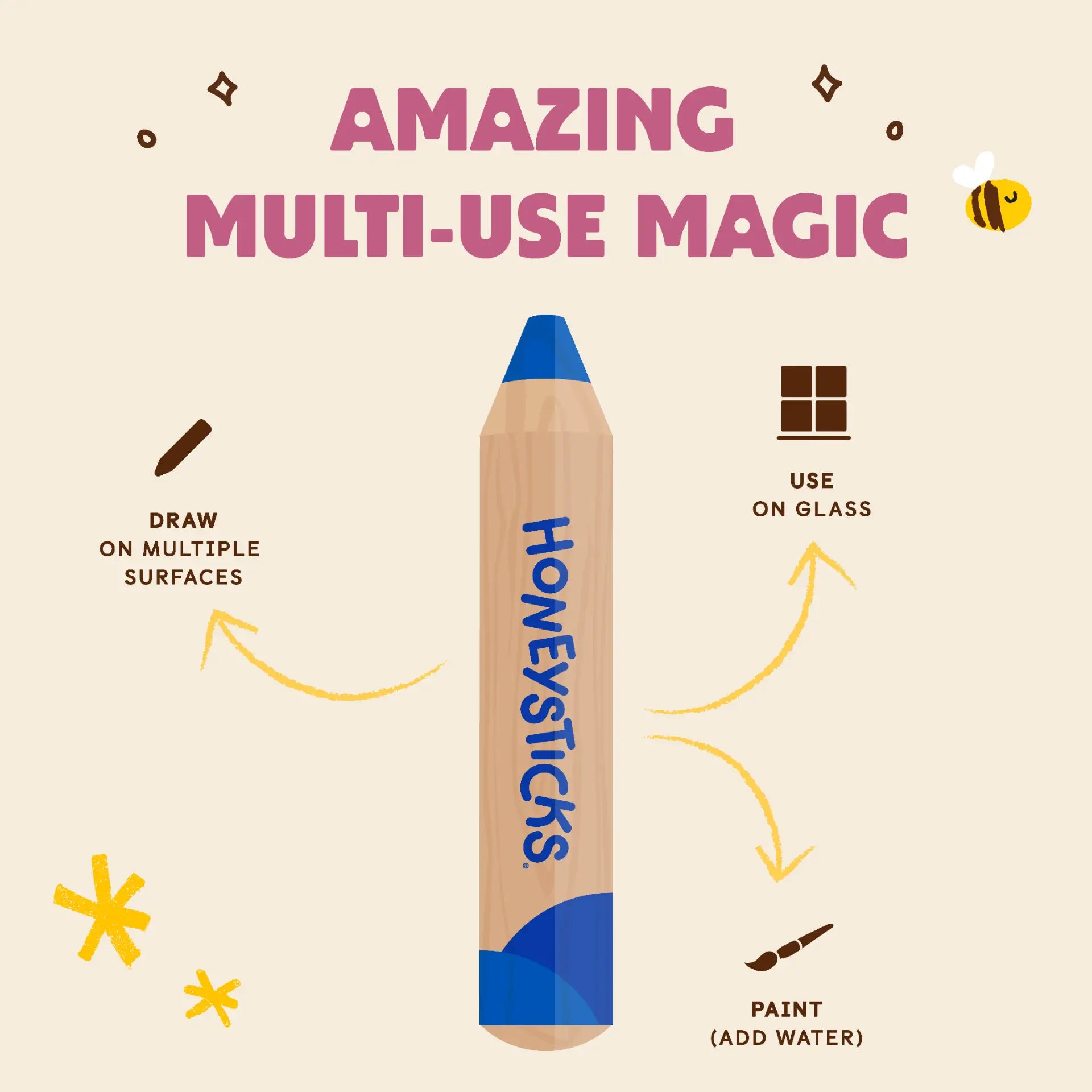 Honeysticks Magic 3-in-1 Beeswax Pencils Little Learners 7pk | Playroom Avenue