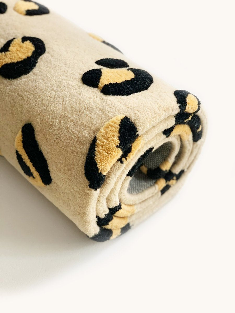 Maison Deux Rug LEOPARD Beige / Brown and Black Print 2.6 x 3.9ft | Playroom Avenue