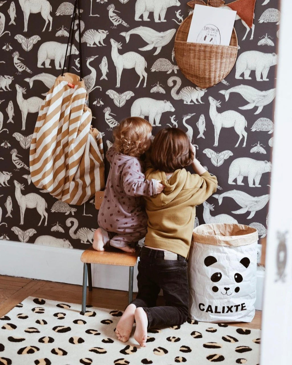 Maison Deux Rug LEOPARD Beige / Brown and Black Print 2.6 x 3.9ft | Playroom Avenue