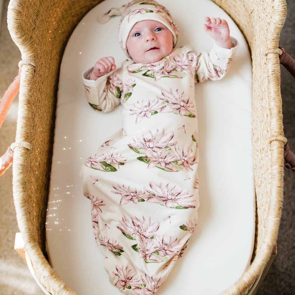 Milkbarn Strawberry Organic Cotton Newborn Gown & Hat Set | Playroom Avenue
