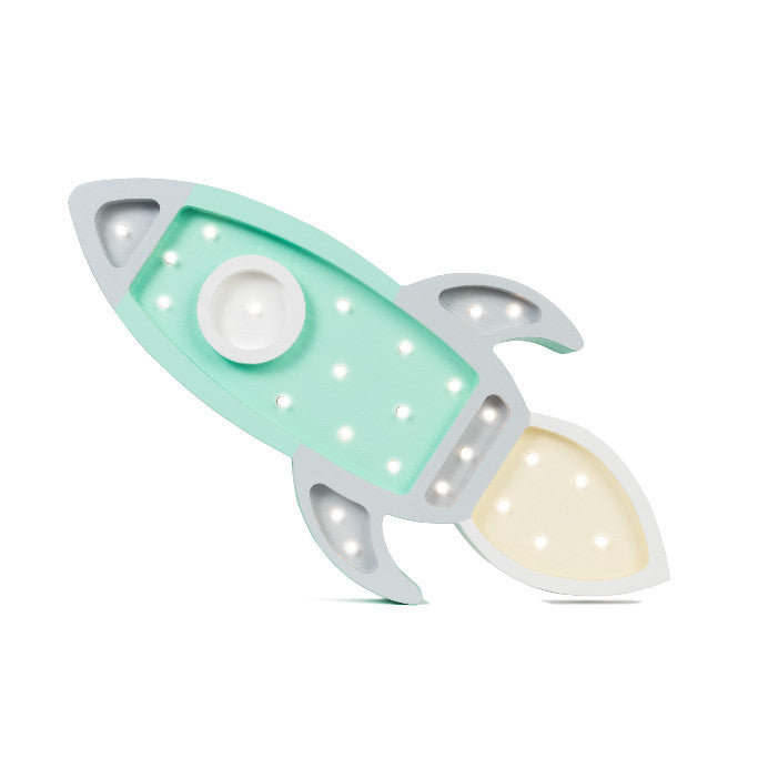 Little Lights Rocket Ship Lamp Mint Grey | Playroom Avenue