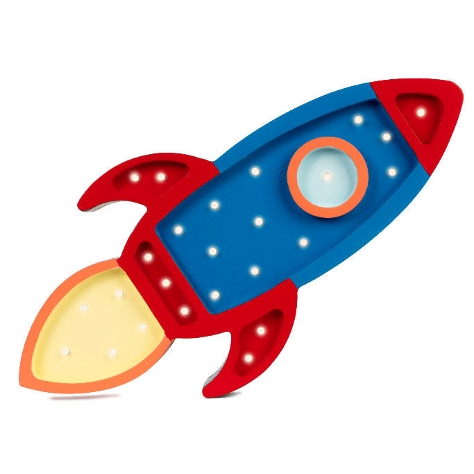 Little Lights Rocket Ship Lamp Navy Red | Playroom Avenue