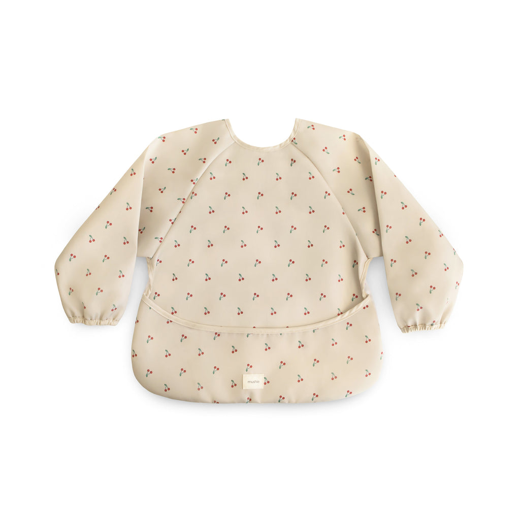Mushie Long Sleeve Bib Cherries | Playroom Avenue