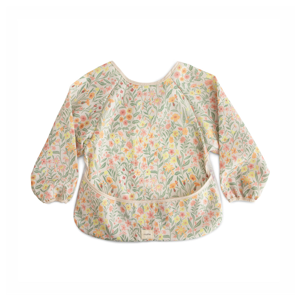 Mushie Long Sleeve Bib Pastel Blooms | Playroom Avenue