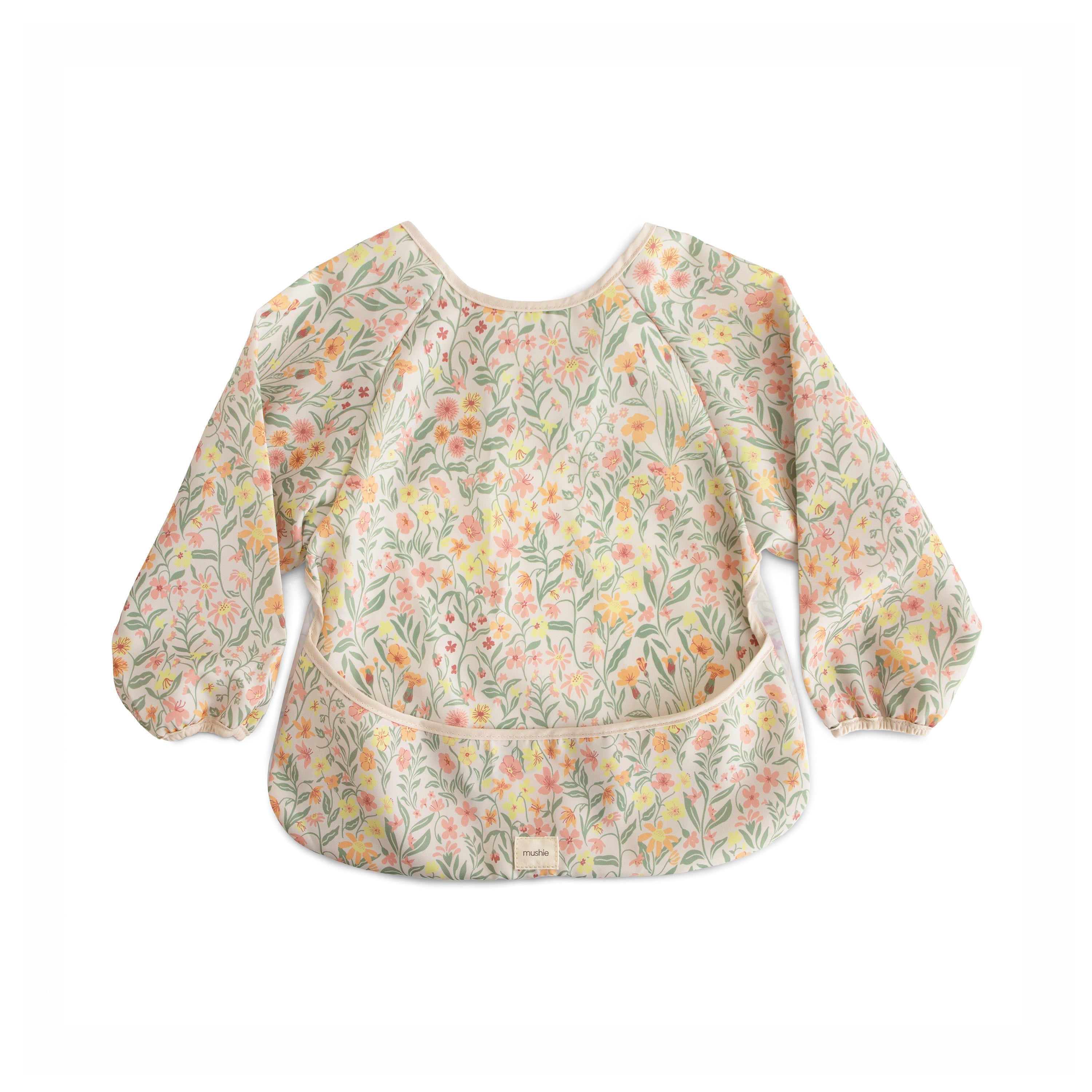 Mushie Long Sleeve Bib Pastel Blooms | Playroom Avenue