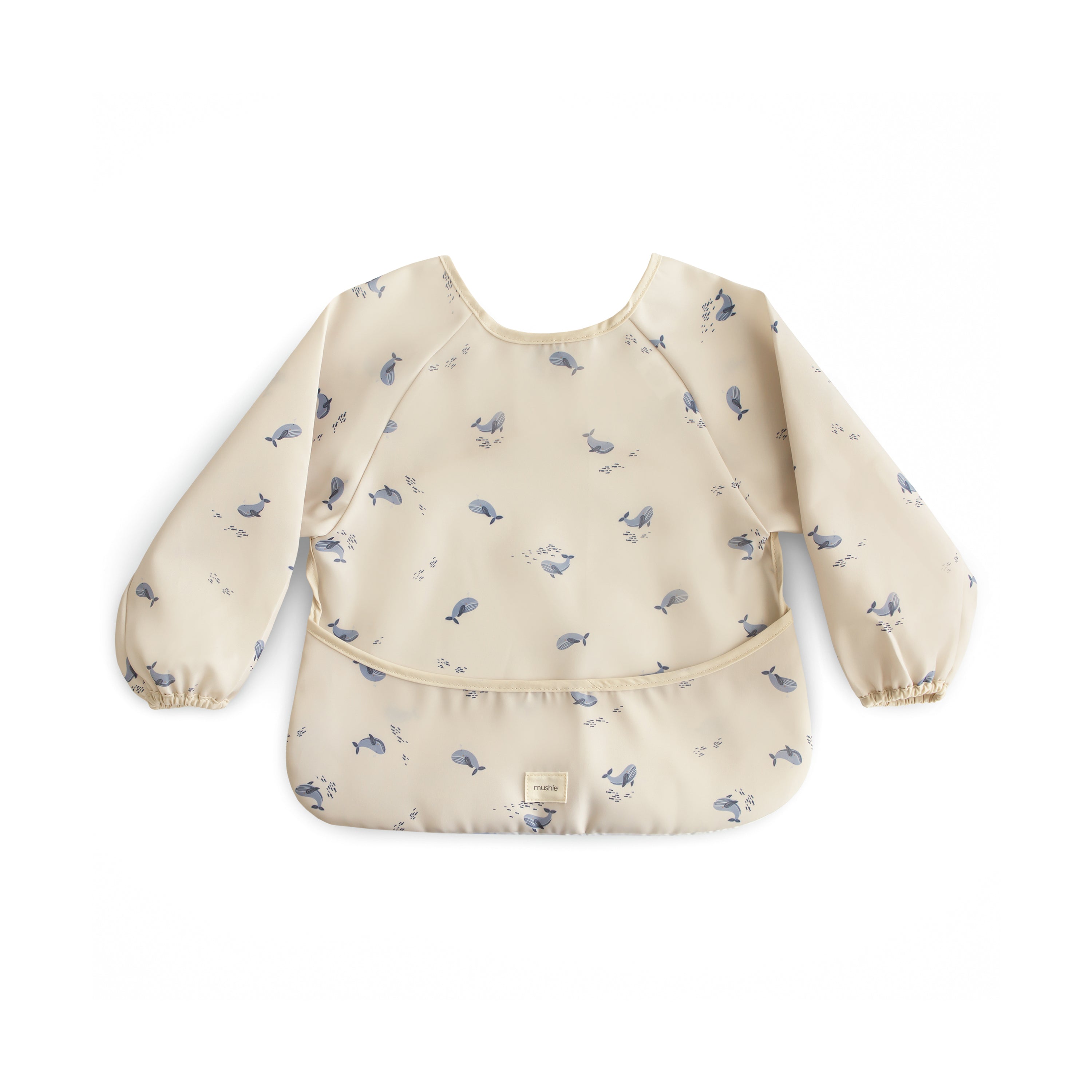 Mushie Long Sleeve Bib Whales | Playroom Avenue
