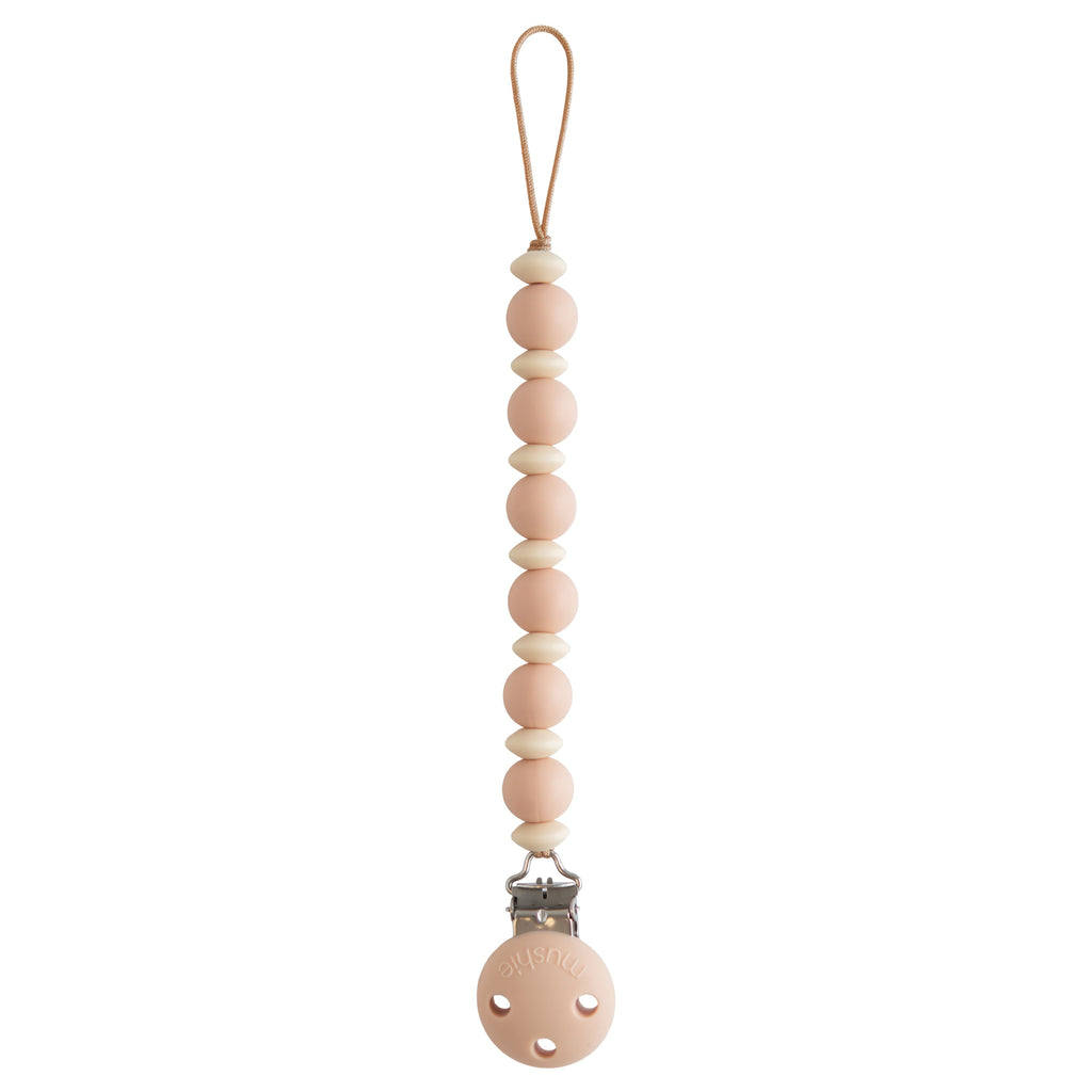 Mushie Silicone Pacifier Clip | Luna Blush | Playroom Avenue