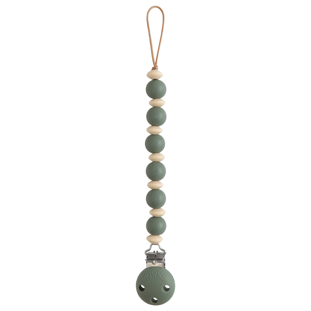 Mushie Silicone Pacifier Clip | Luna Dried Thyme | Playroom Avenue