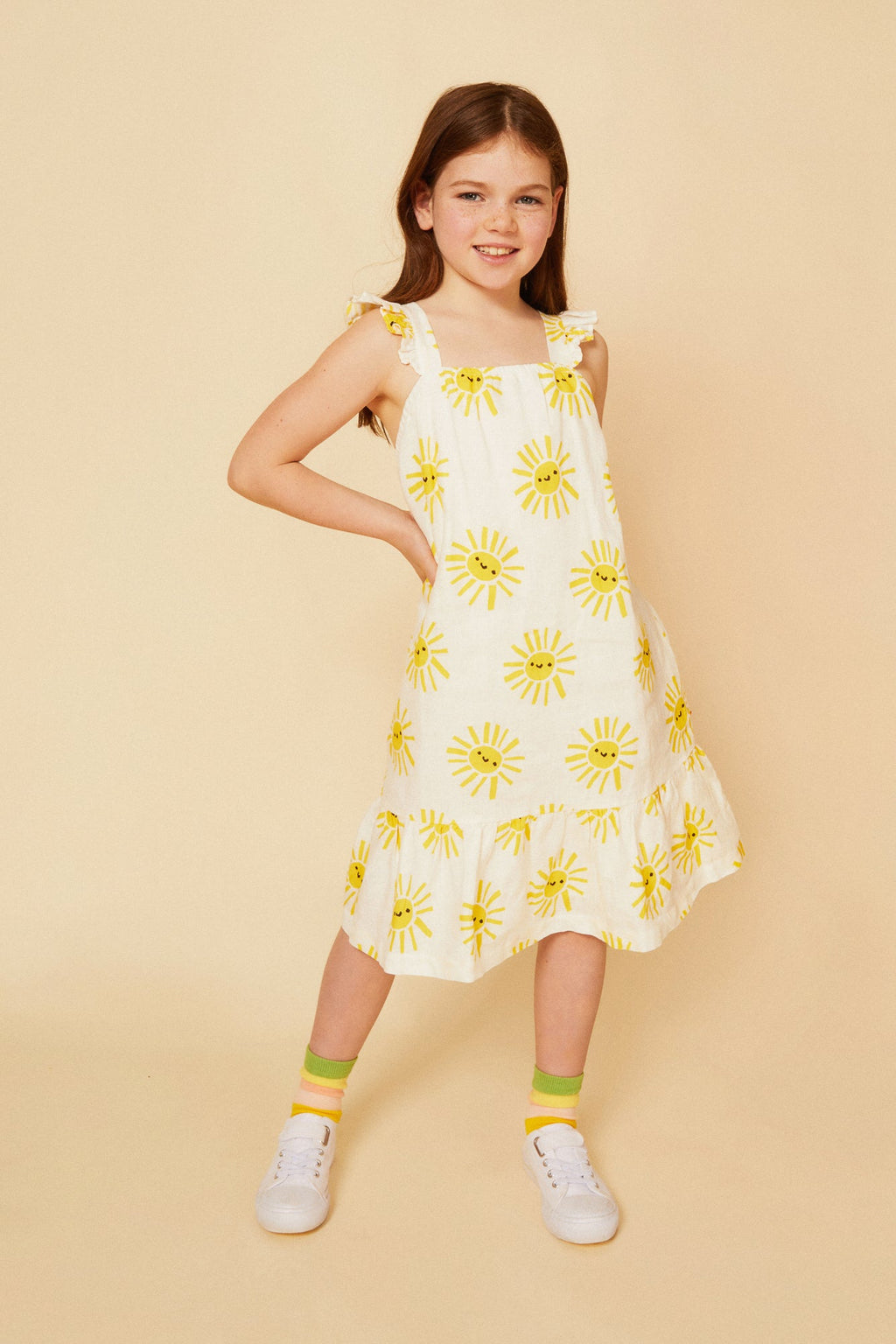 Mon Coeur Linen Sun Kid Ruffle Dress | Playroom Avenue