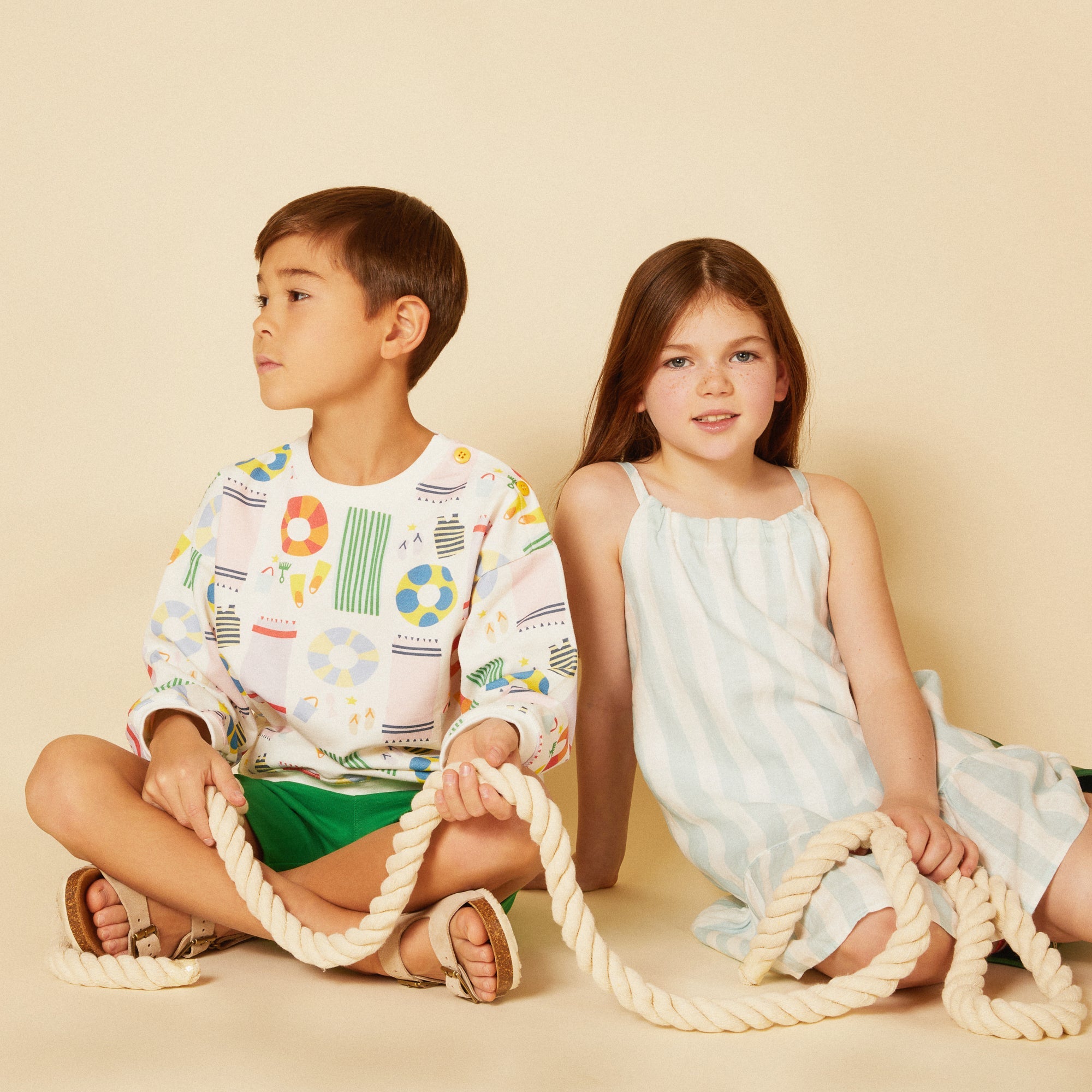 Mon Coeur Linen Cabana Stripe Strappy Kid Dress | Playroom Avenue