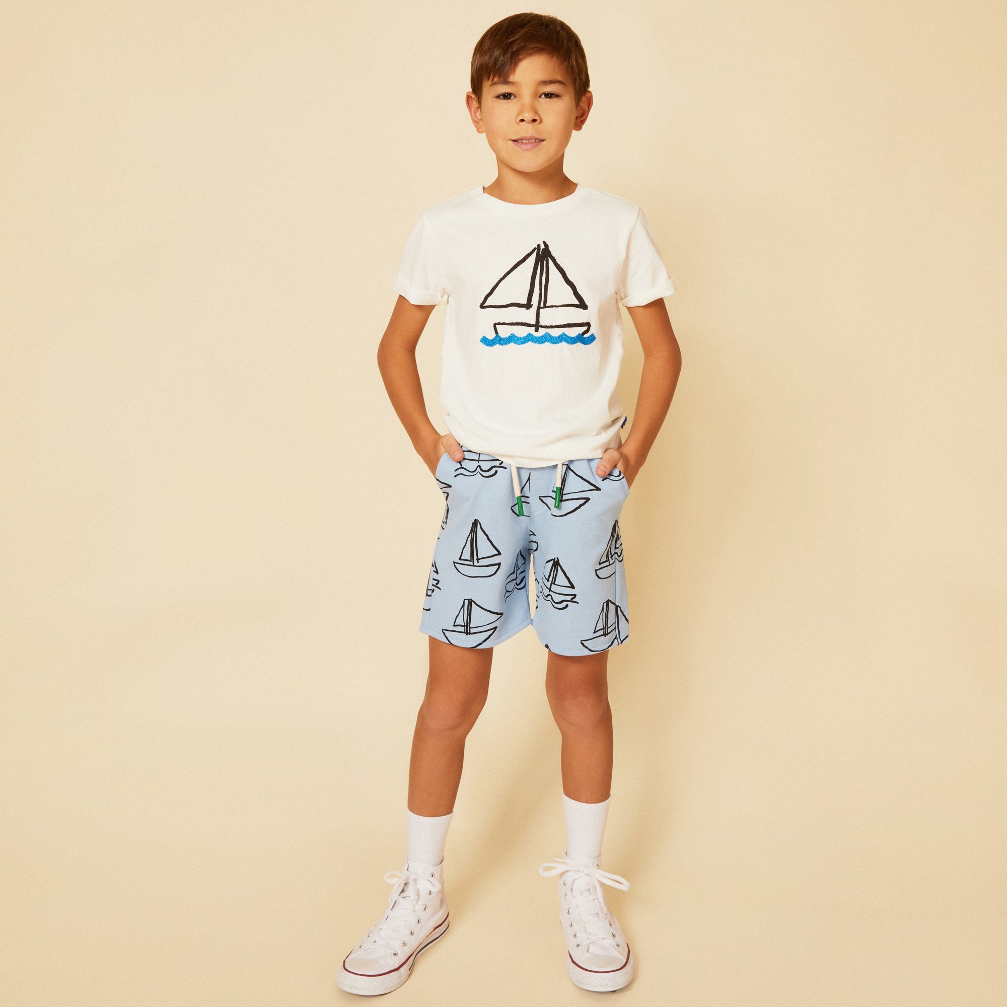 Mon Coeur Recycled Cotton Sail Away Kid T-Shirt | Playroom Avenue