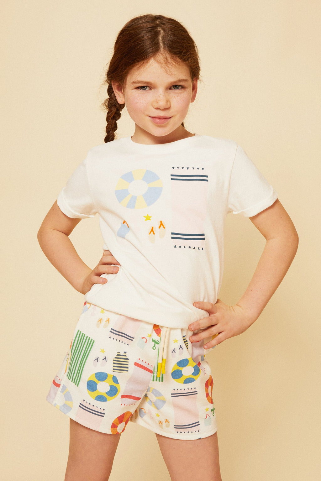 Mon Coeur Recycled Cotton Pink Beach Party Kid T-Shirt | Playroom Avenue
