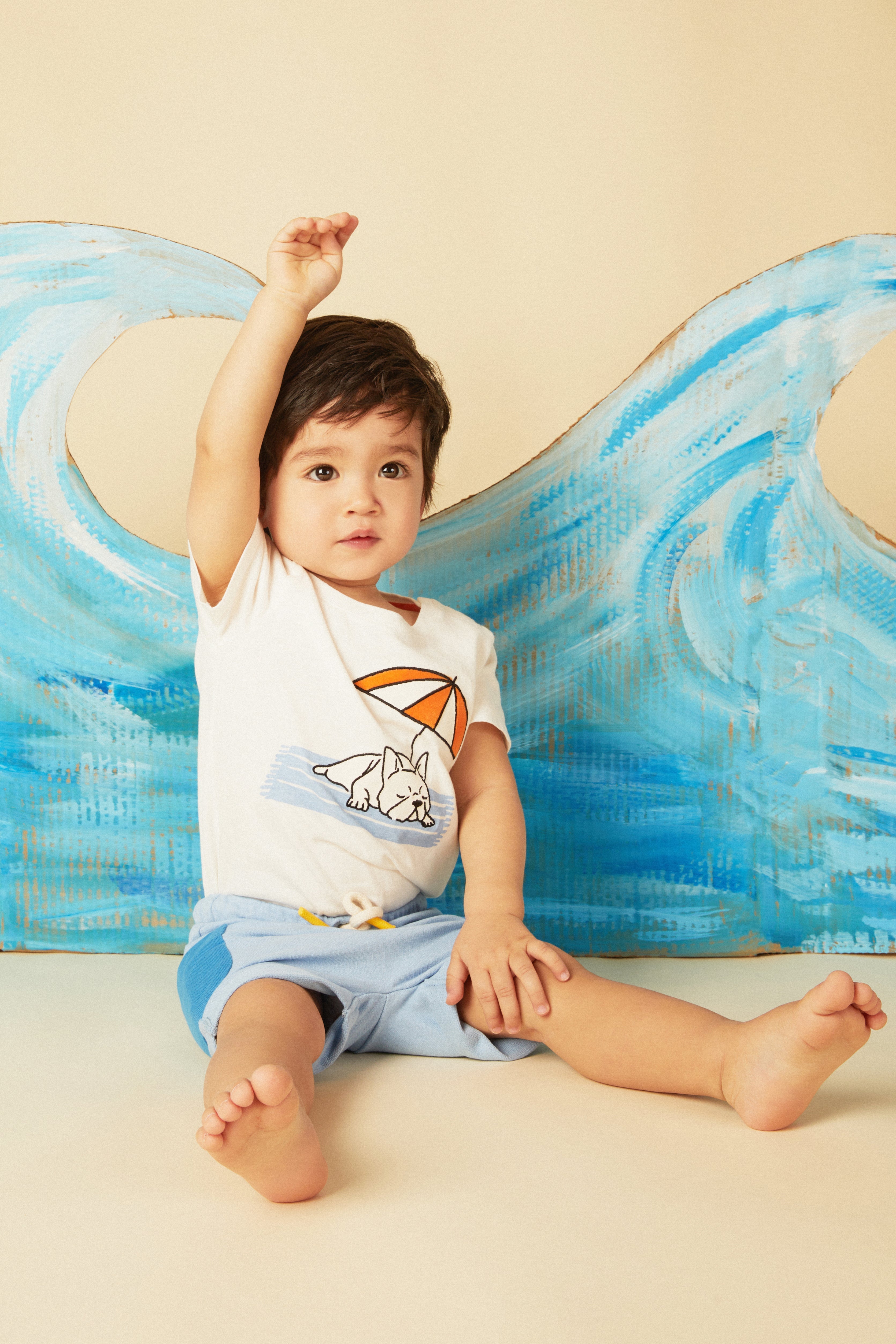 Mon Coeur Recycled Cotton Blue Baby Short | Playroom Avenue