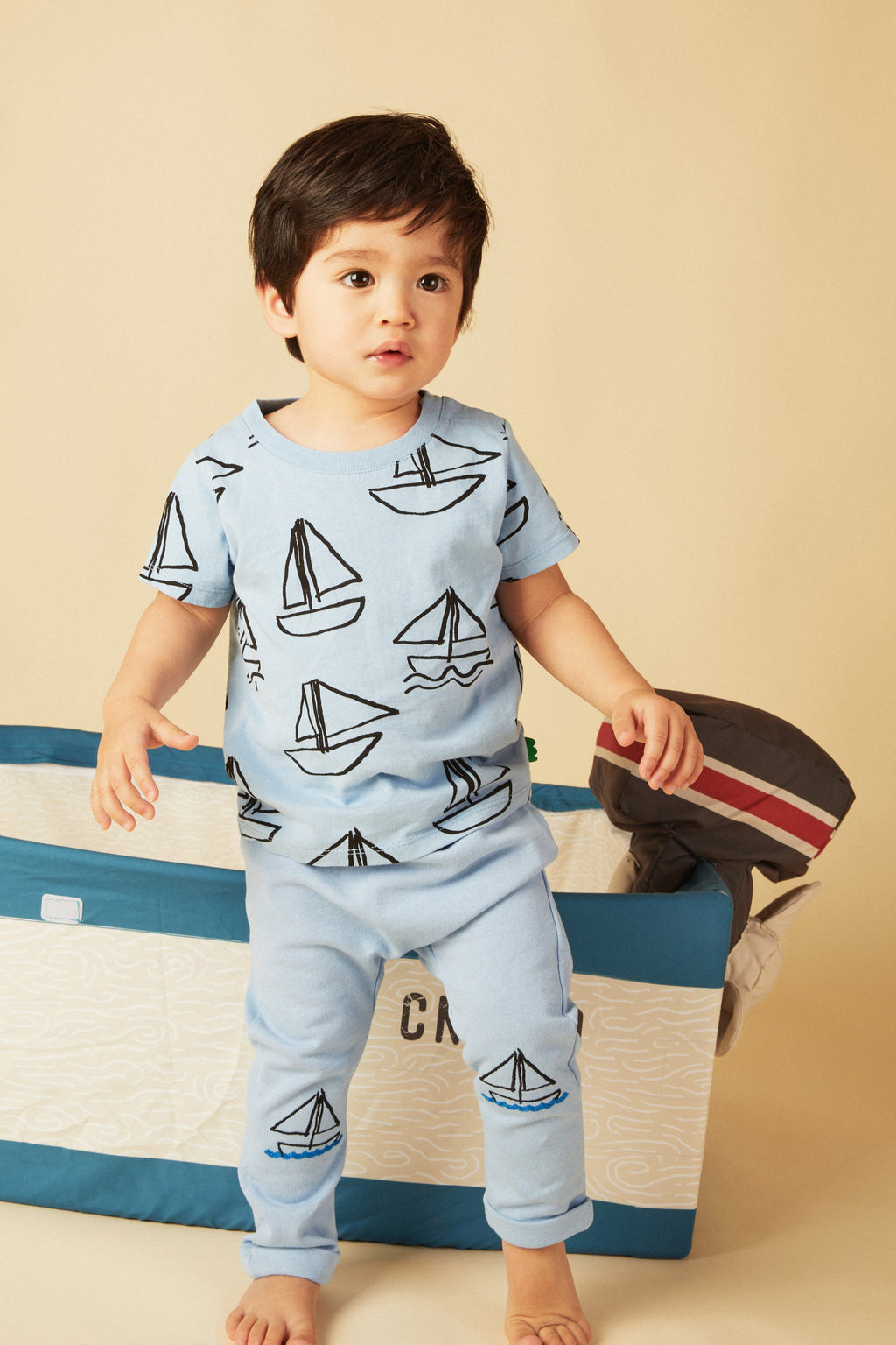 Mon Coeur Recycled Cotton Sailboat Print Baby T-Shirt | Playroom Avenue