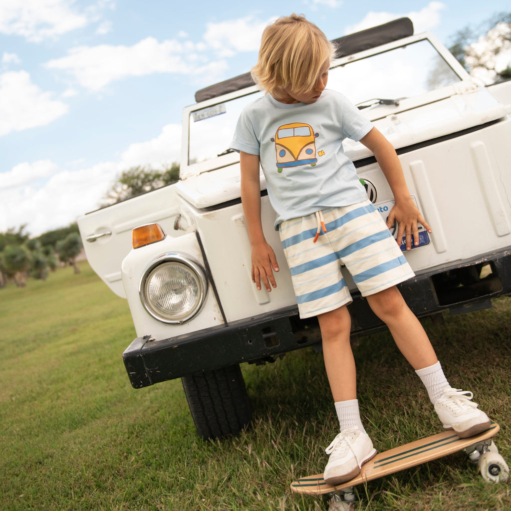 Mon Coeur Blue Stripe Short | Playroom Avenue