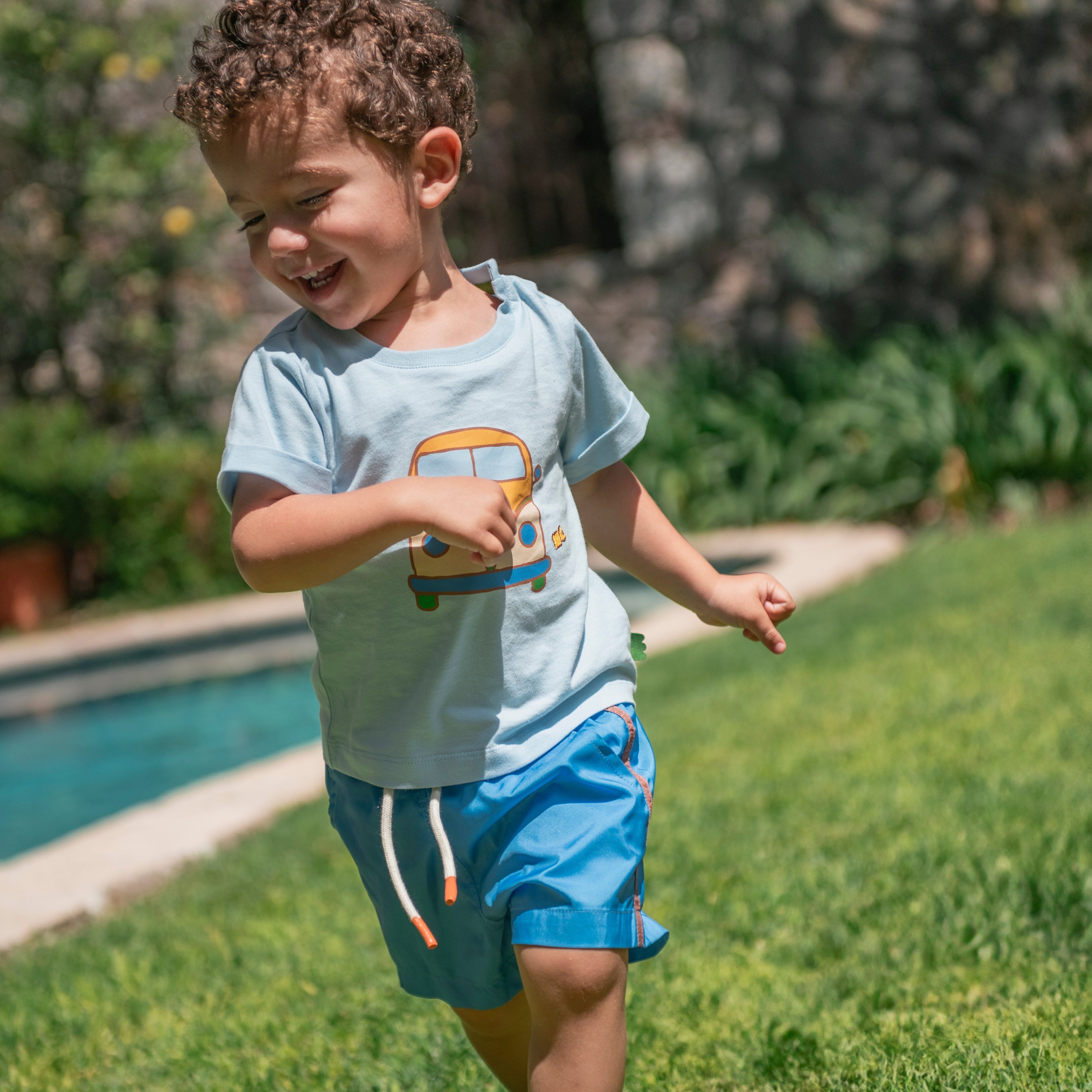 Mon Coeur Blue Colorblock Swim Trunk | Playroom Avenue