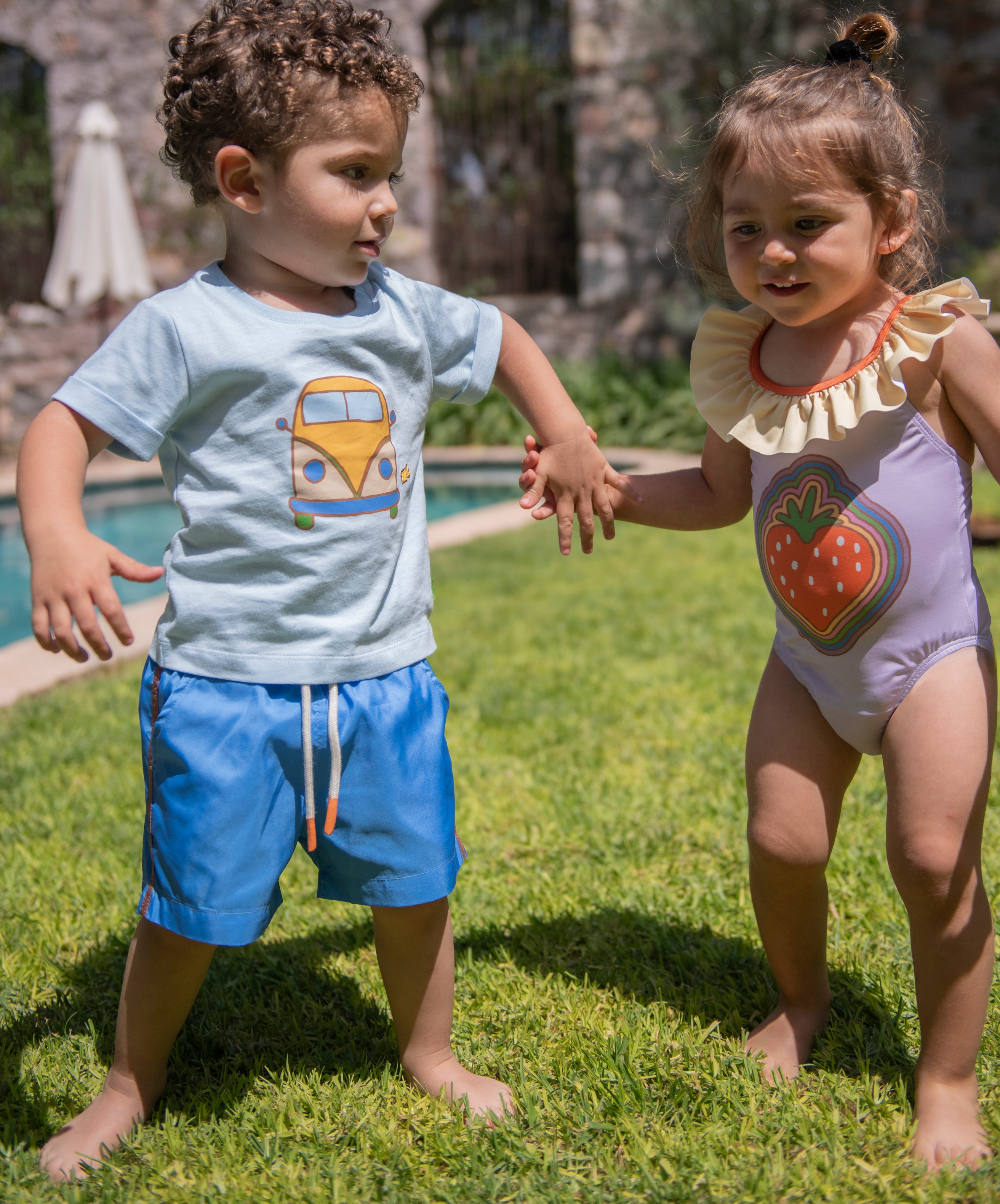 Mon Coeur Blue Colorblock Swim Trunk | Playroom Avenue