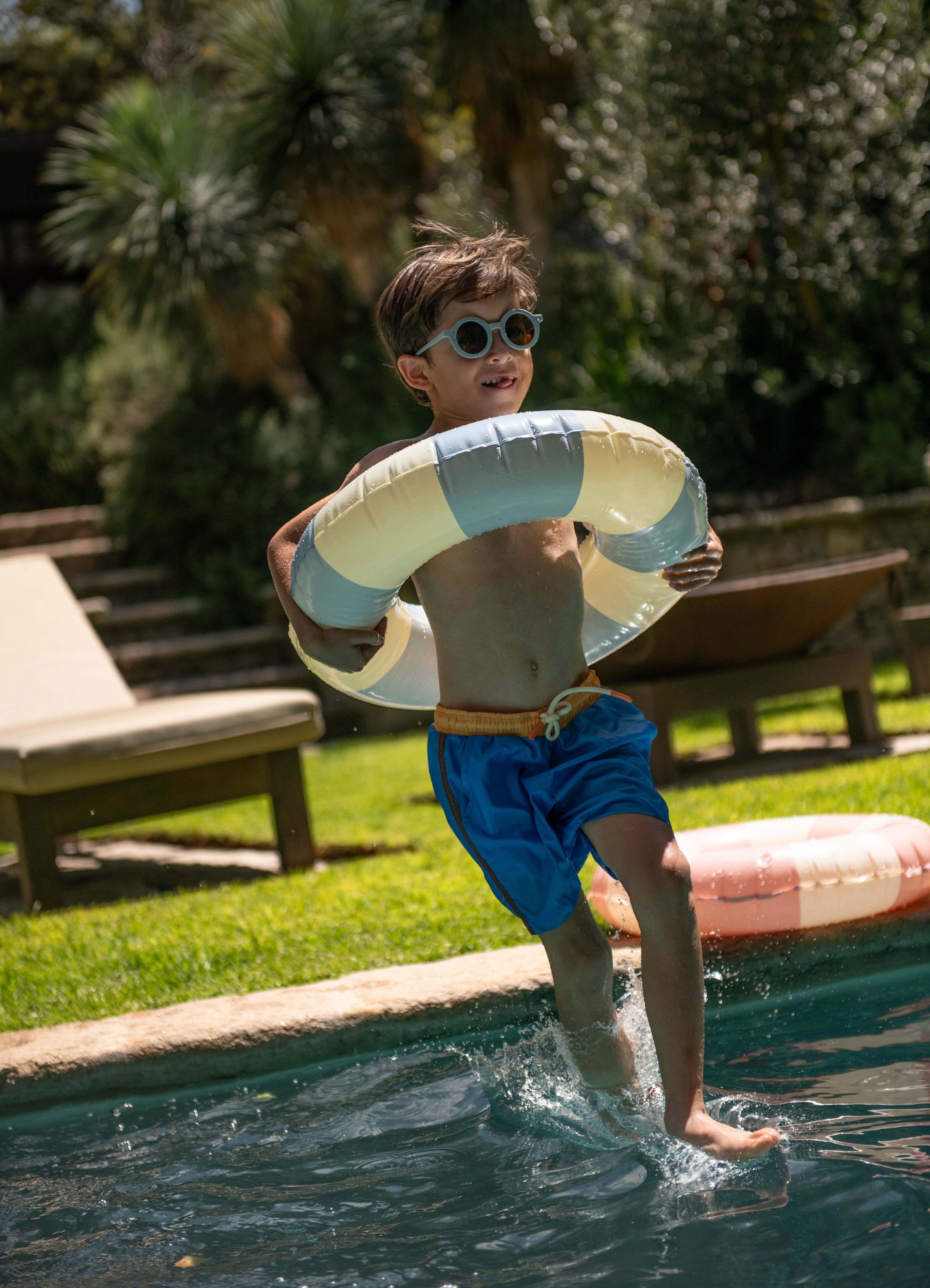 Mon Coeur Blue Colorblock Swim Trunk | Playroom Avenue