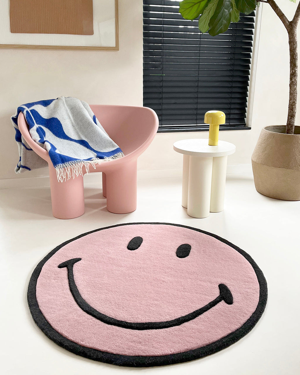 Maison Deux Rug SMILEY Pink Round Diam. 3.2ft | Playroom Avenue