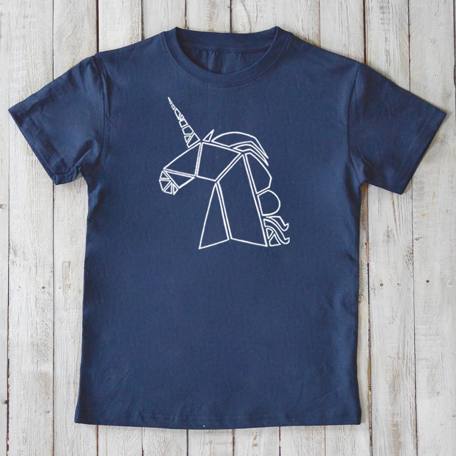 Uni-T Geometric Unicorn T-Shirt for Kids Navy | Playroom Avenue
