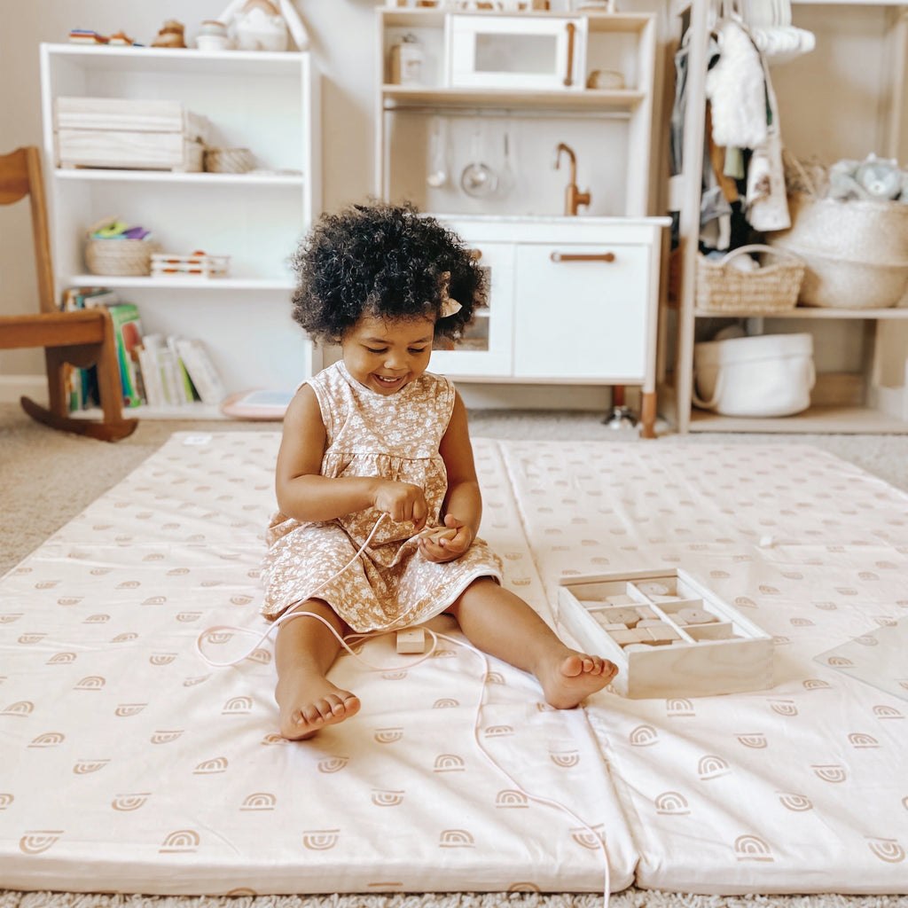 Toki Kids Rainbow Peach Organic Cotton Mat | Playroom Avenue