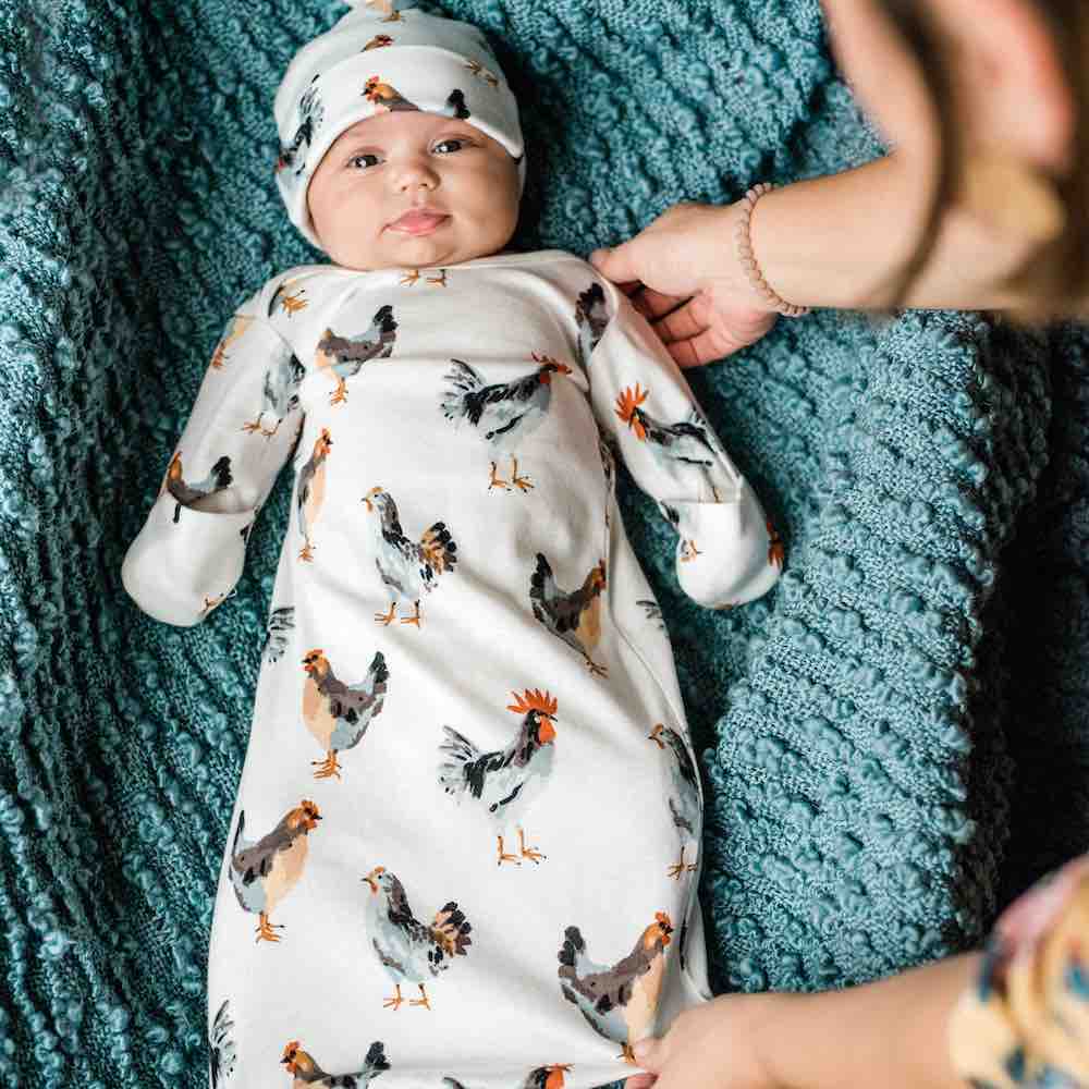 Milkbarn Strawberry Organic Cotton Newborn Gown & Hat Set | Playroom Avenue