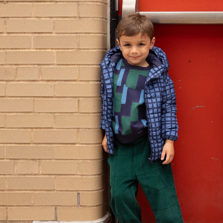 Mon Coeur Blue Grid Puffer | Playroom Avenue