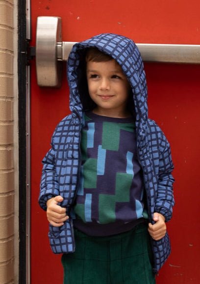 Mon Coeur Blue Grid Puffer | Playroom Avenue