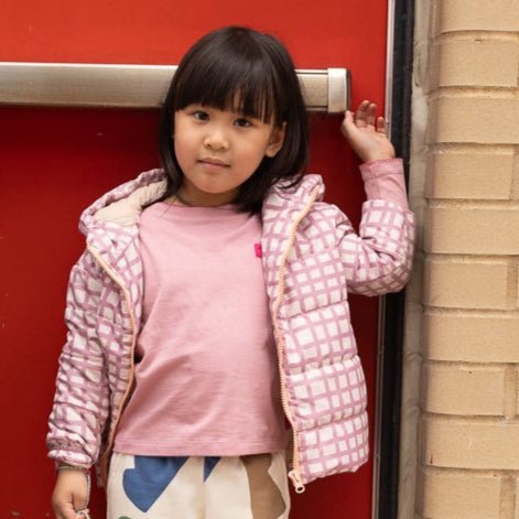 Mon Coeur Pink Grid Puffer | Playroom Avenue
