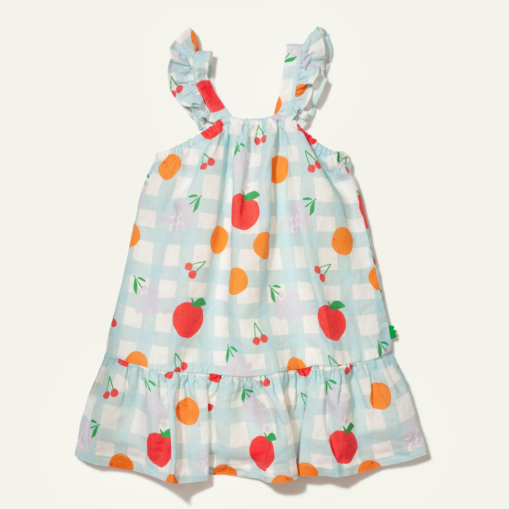 Mon Coeur Linen Picnic Kid Ruffle Dress | Playroom Avenue
