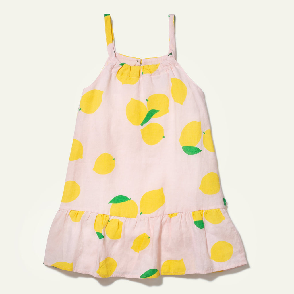 Mon Coeur Linen Lemon Strappy Kid Dress | Playroom Avenue