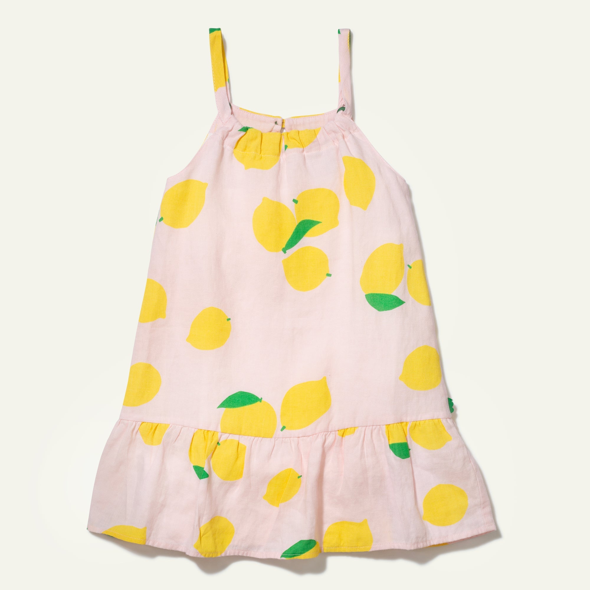 Mon Coeur Linen Lemon Strappy Kid Dress | Playroom Avenue