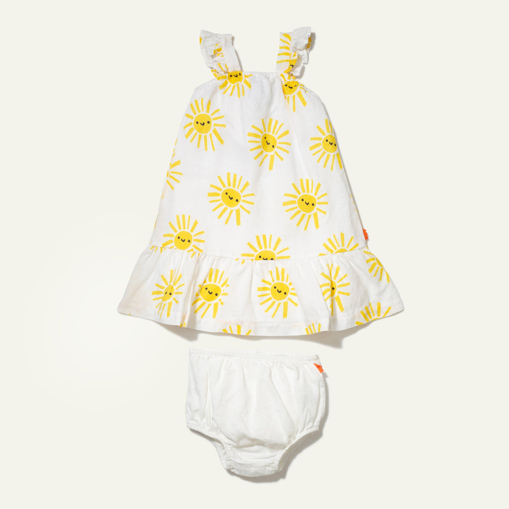 Mon Coeur Linen Sun Baby Ruffle Dress | Playroom Avenue