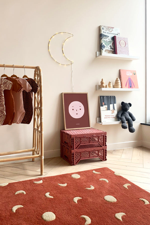 Maison Deux Rug MOONS Brick Red / Gold Print 2.6 x 3.9ft | Playroom Avenue