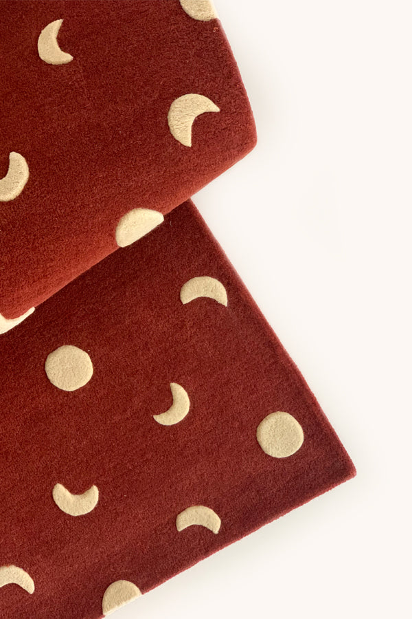 Maison Deux Rug MOONS Brick Red / Gold Print 2.6 x 3.9ft | Playroom Avenue