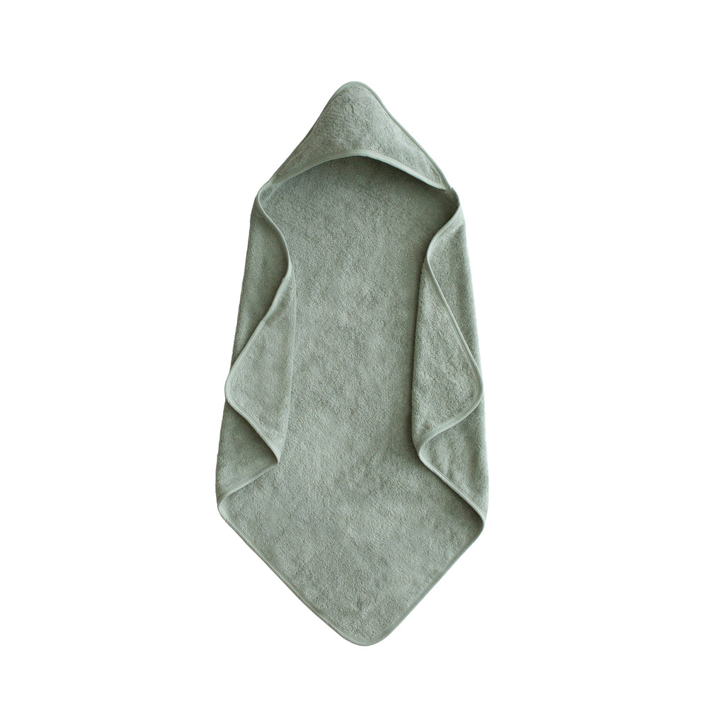 Mushie Organic Cotton Baby Hooded Towel Moss | Playroom Avenue