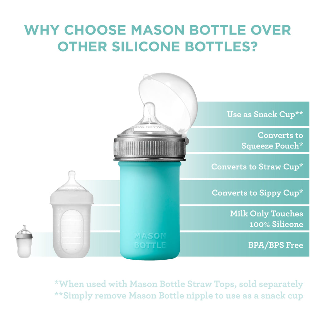 Mason Bottle Silicone Baby Bottle | Playroom Avenue