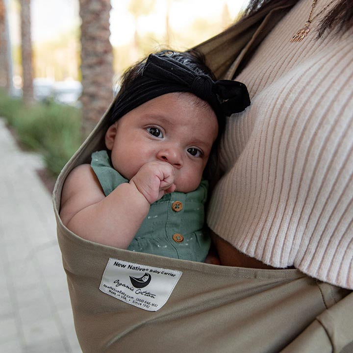 New Native® Inc. Organic Cotton Baby Carrier Khaki | Playroom Avenue