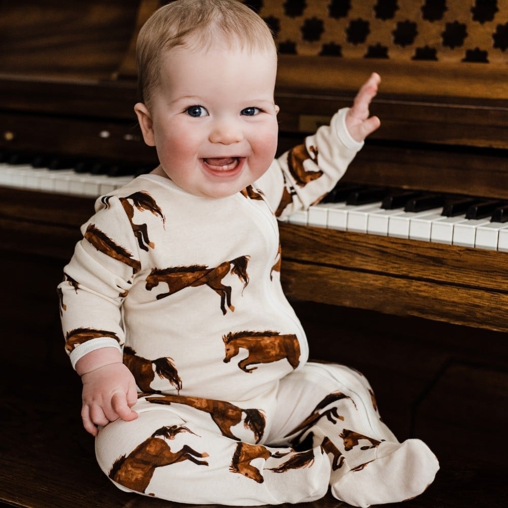 Milkbarn Strawberry Organic Cotton Zipper Footed Romper | Playroom Avenue
