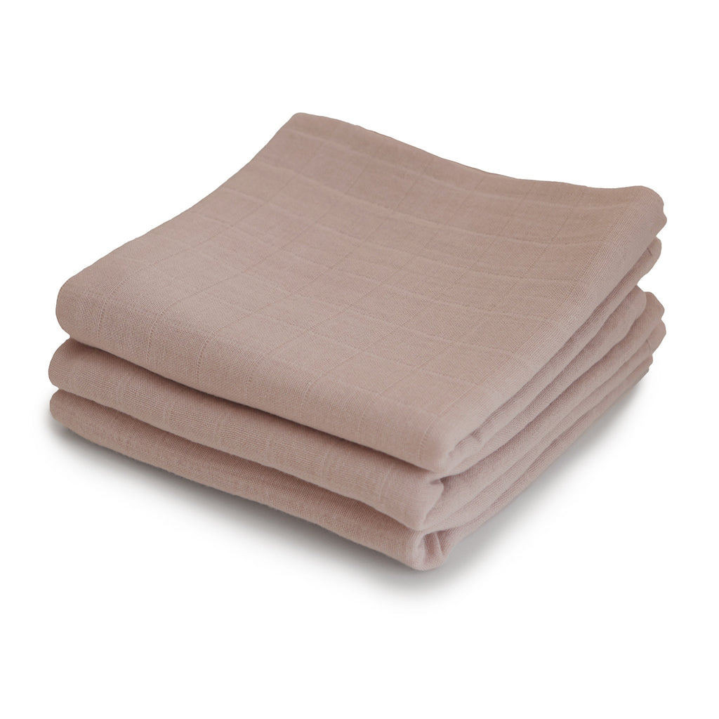 Mushie Organic Cotton Muslin Cloths 3-Pack Natural | Playroom Avenue