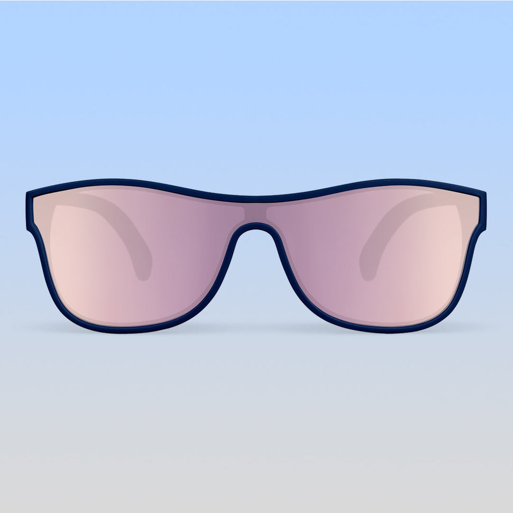 ro•sham•bo eyewear Skeletor Shield | Teen-Adult Mirrored Rose Gold Lens Navy Frame | Playroom Avenue