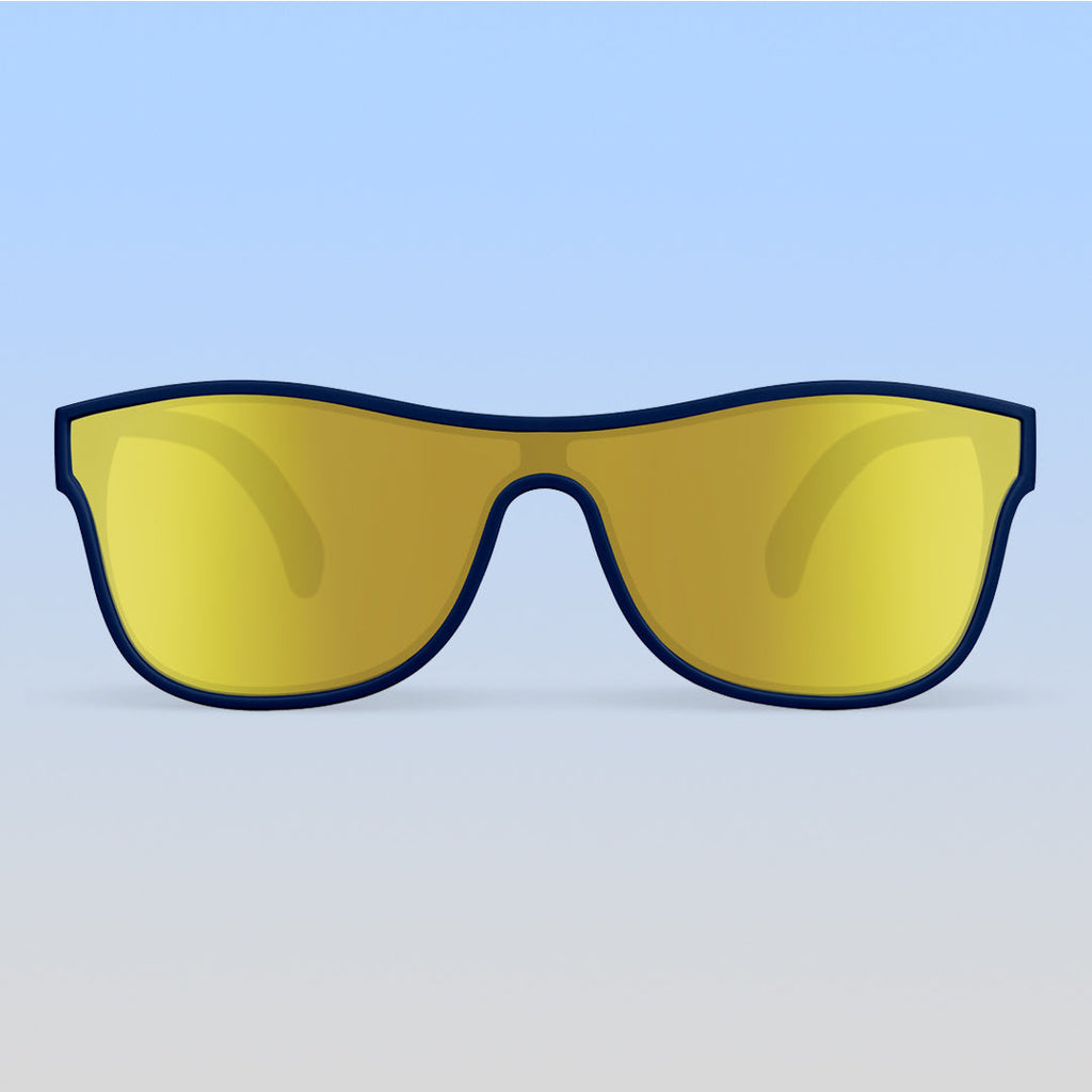 ro•sham•bo eyewear Skeletor Shield | Teen-Adult Mirrored Yellow Lens Navy Frame | Playroom Avenue