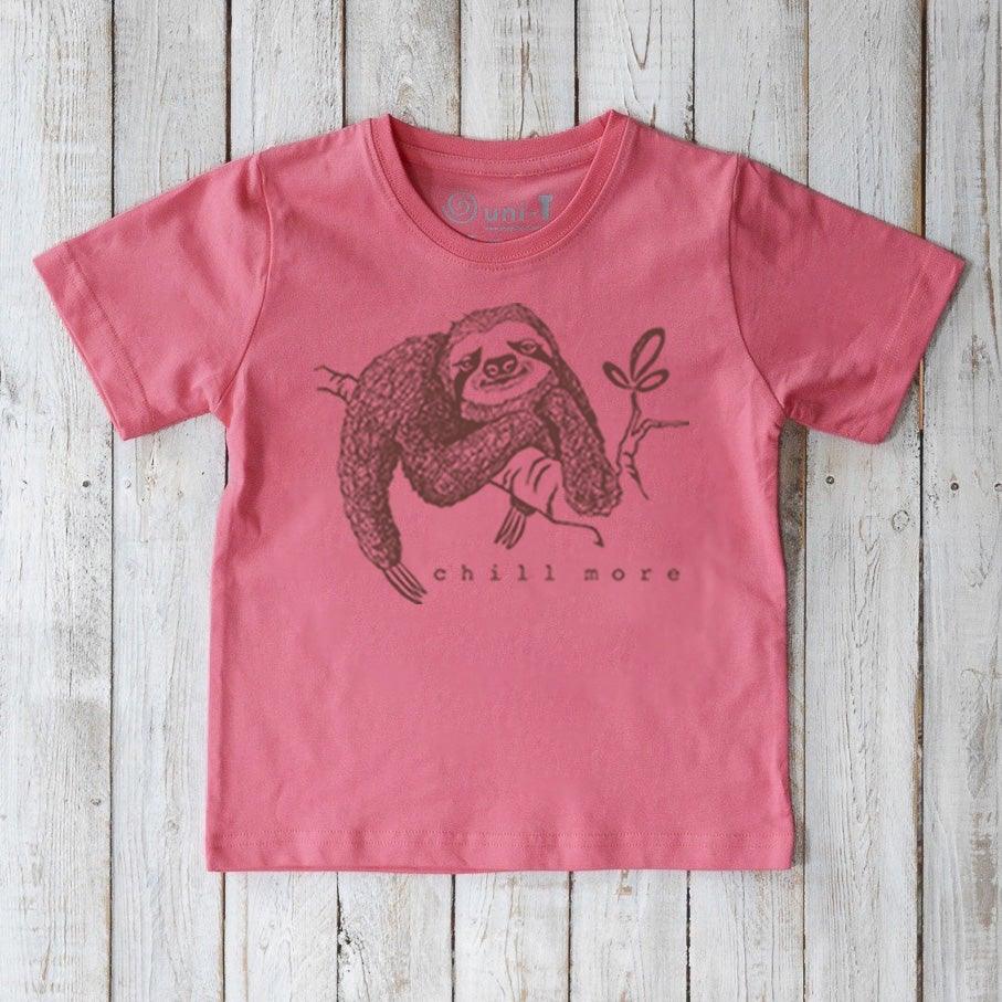 Uni-T "Chill More" Sloth T-Shirt for Kids Sunset Pink | Playroom Avenue
