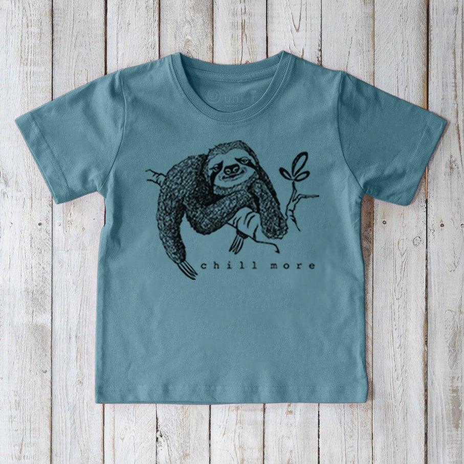Uni-T "Chill More" Sloth T-Shirt for Kids Marine Blue | Playroom Avenue