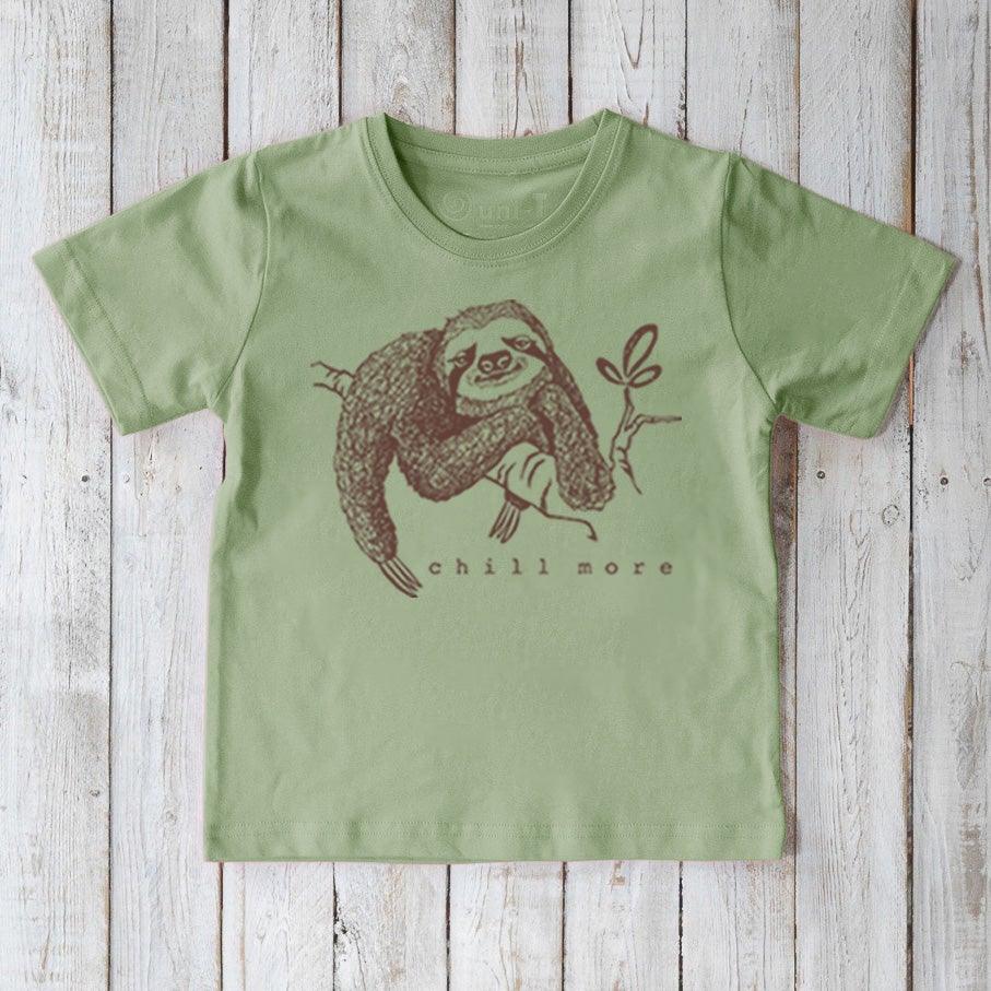 Uni-T "Chill More" Sloth T-Shirt for Kids Sage | Playroom Avenue