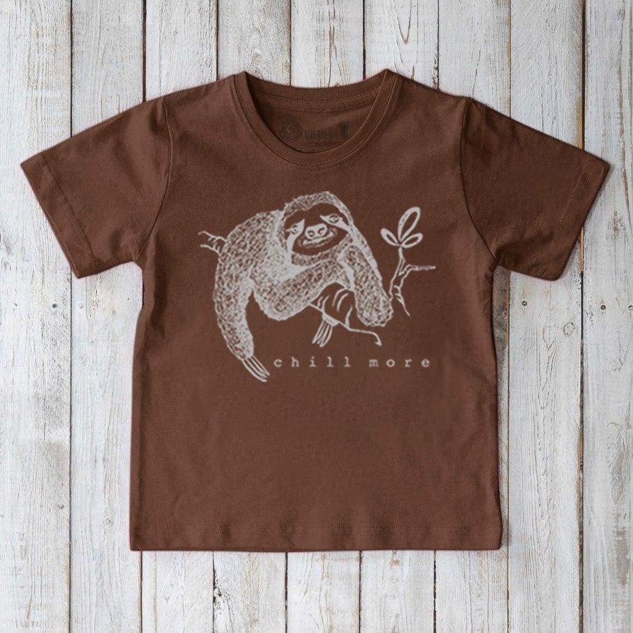 Uni-T "Chill More" Sloth T-Shirt for Kids Chocolate | Playroom Avenue