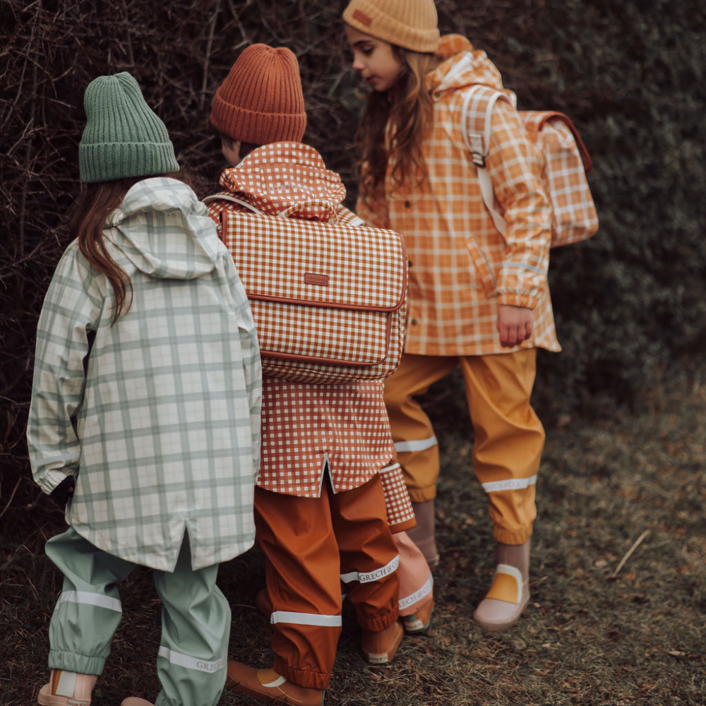GRECH & CO. Fishtail Rain Jacket | Sienna Gingham | Playroom Avenue