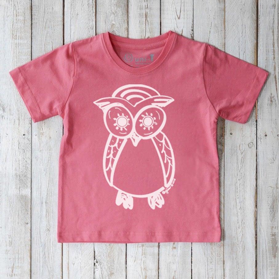 Uni-T Owl T-Shirt for Kids Sunset Pink | Playroom Avenue