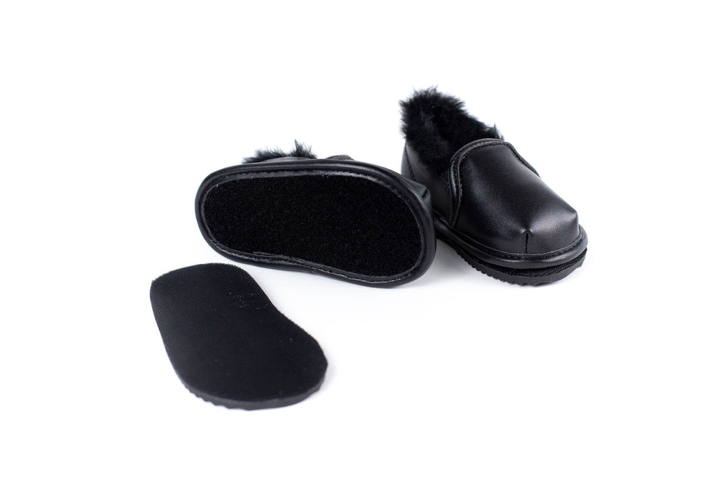 Ozznek Shoes Black Slip-On Shoe Top with Faux-Fur Lining | Playroom Avenue